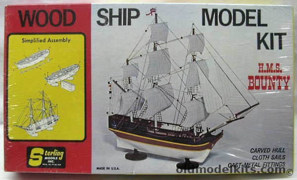 Sterling HMS Bounty - 10.5 inch long Solid Wooden Ship Kit with Cloth Sails and Metal Fittings, G4 plastic model kit